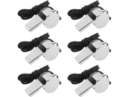 Conjunto De 6 Apitos De Treinador Em Aço Inoxidável - Apito De Emergência Com Cordão - Prateado