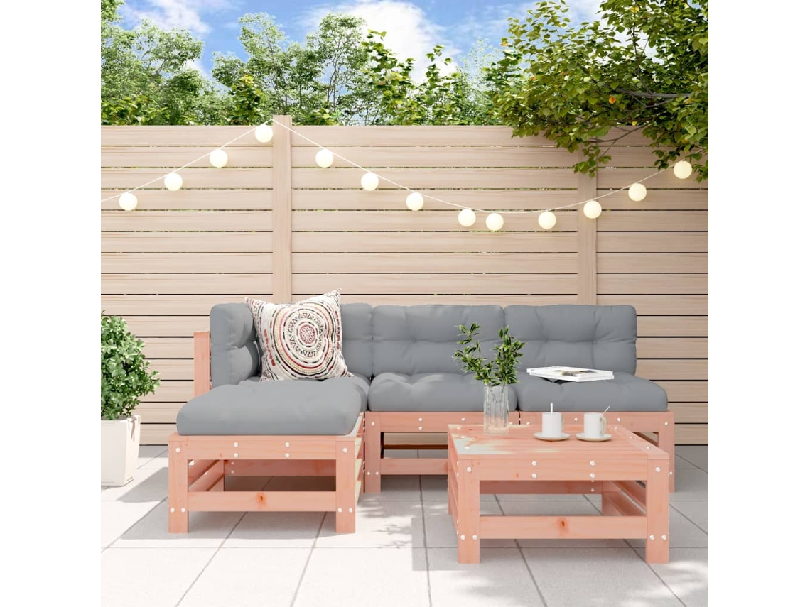 Conjunto Jardim Madeira Lounge 5 Peças by Douglas Maciça Dkd Home Decor