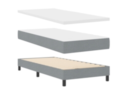 Conjunto 1 Cama Box Vidaxl Cinzento-claro Tecido (90 X 190 Cm)