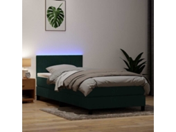 Vidaxl Cama Box Spring C/ Colchão E Led Verde-escuro 80x220 Cm Veludo