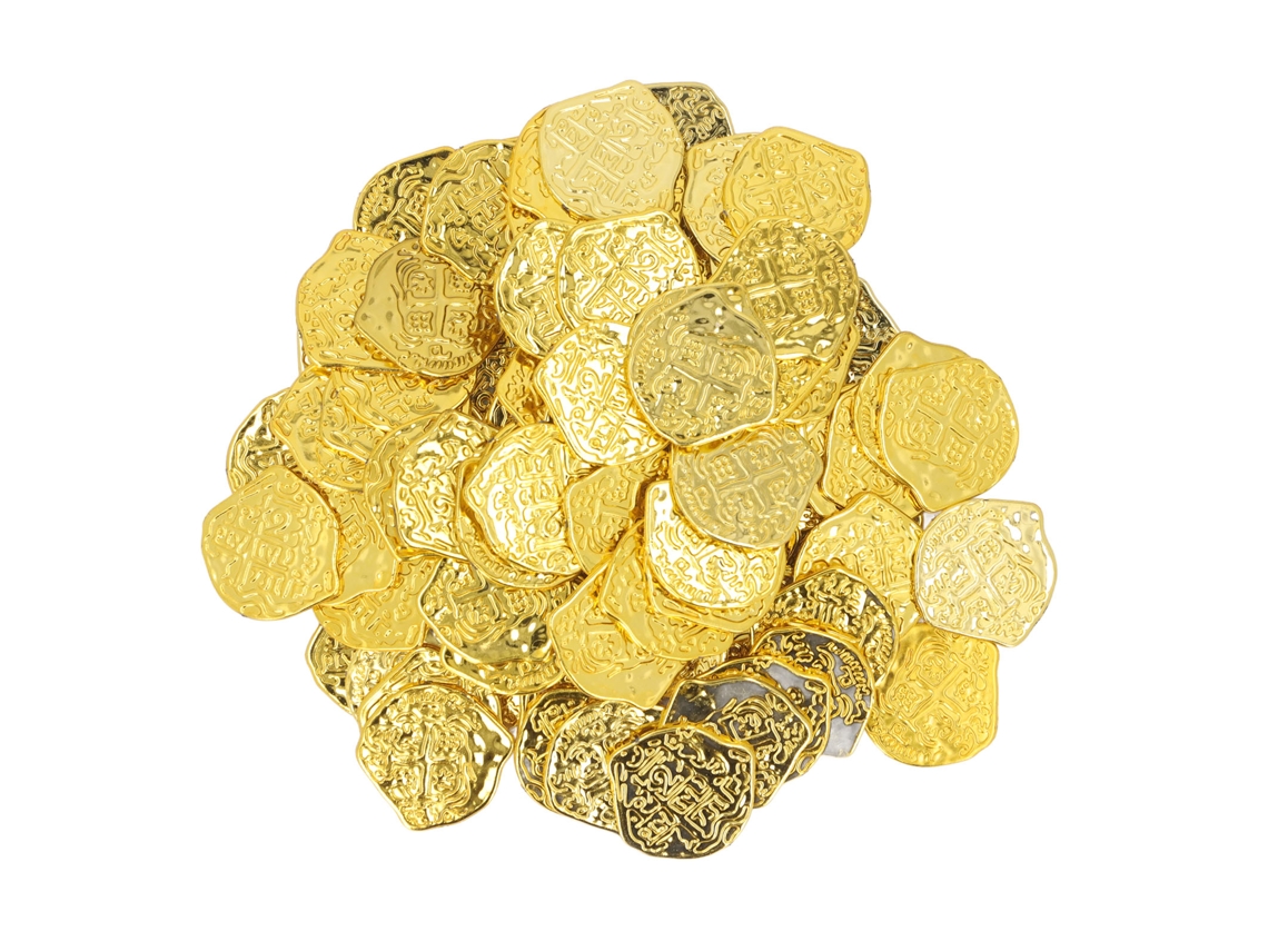 Mali 100 Moedas de Pirata Decorativas Simuladas para Festa de Halloween e Aniversário Infantil