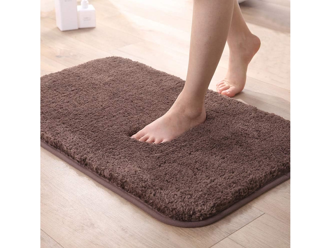 Tapete De Banho Chenille Extra Espesso E Absorvente 50x80cm Castanho