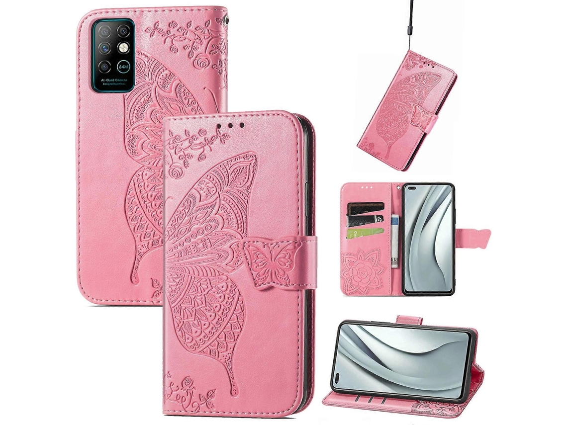 Capa De Couro Com Aba Horizontal, Estampa De Borboletas E Flores Em Relevo, Com Suporte, Compartimentos Para Cartões, Carteira E Cordão Para Infinix N