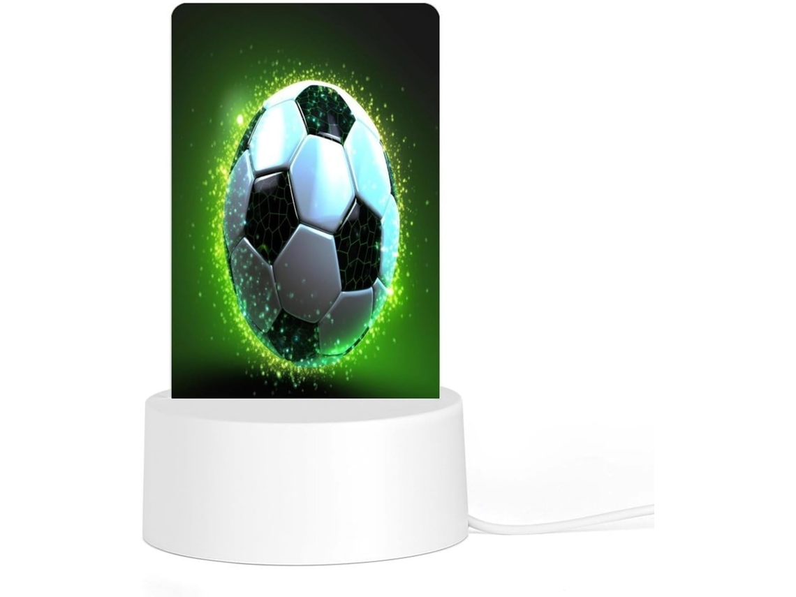 Luminária Noturna De Led Em Acrílico Com Base Plástica Encaixável, Estampa De Bola Futebol, Que Proporciona Iluminação