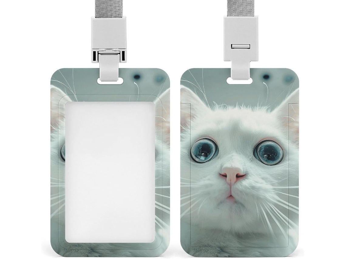Porta Crachá Personalizado Com Olhos Redondos em Formato de Gato, Protetor de Crachá À Prova D Água Funcionais