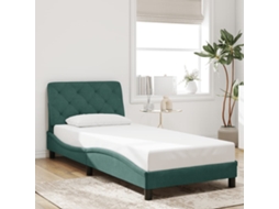 Estrutura De Cama Sem Colchão 90x190 Cm Veludo Verde-escuro