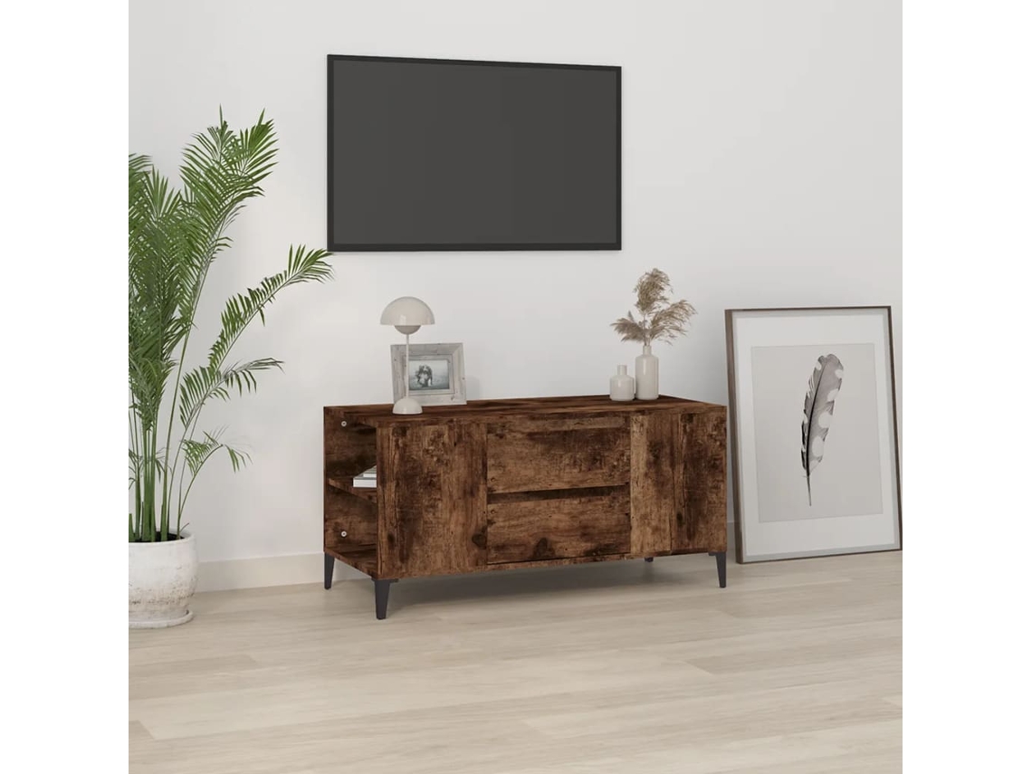 Vidaxl Móvel P/ Tv 102x44,5x50 Cm Derivados De Madeira Carvalho Fumado