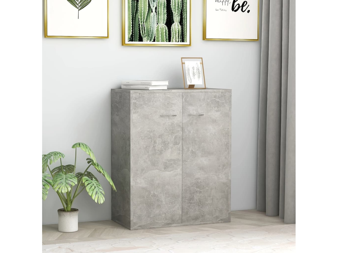 Aparador | Buffet | Armário De Apoio 60x30x75 Cm Contraplacado Cinzento Cimento Wsd451211 Lovely Home