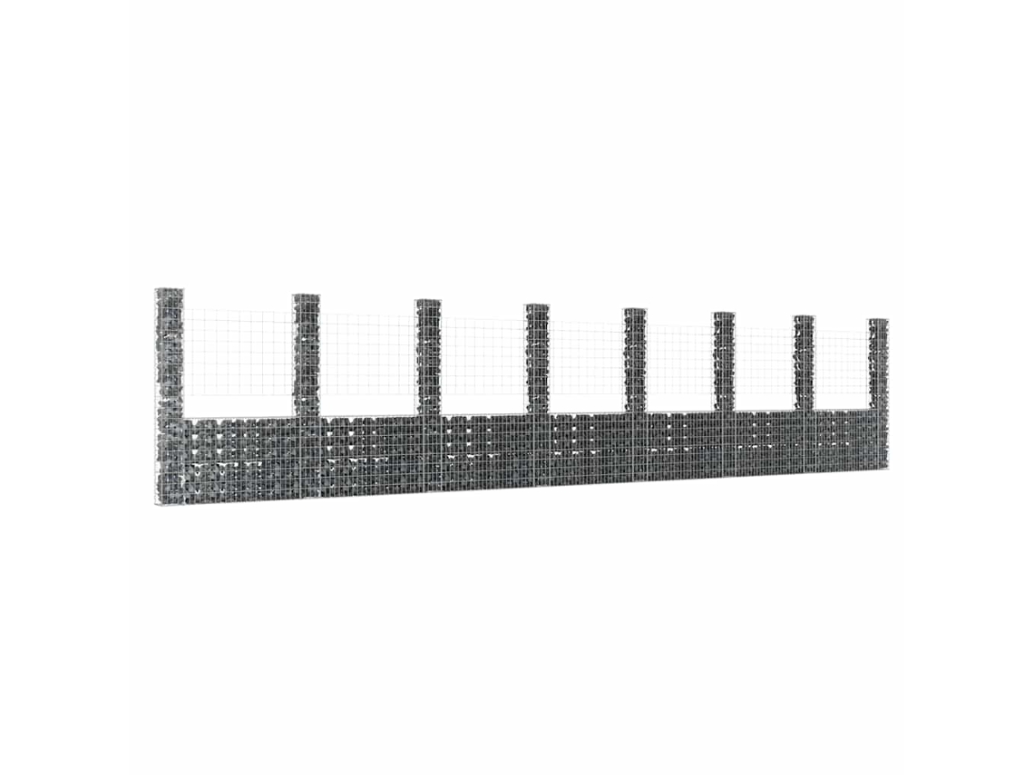 Vidaxl Cesto Gabião Em Forma De U C/ 8 Postes 860x20x200 Cm Ferro