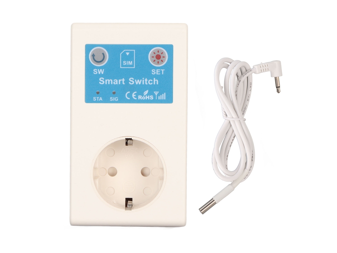 Controle remoto de tomada inteligente Primerox por SMS com etiqueta de falha de energia.