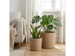 Vidaxl Conjunto De Vasos De Planta 2 Unid. Natural Ø 28 X 28 Cm