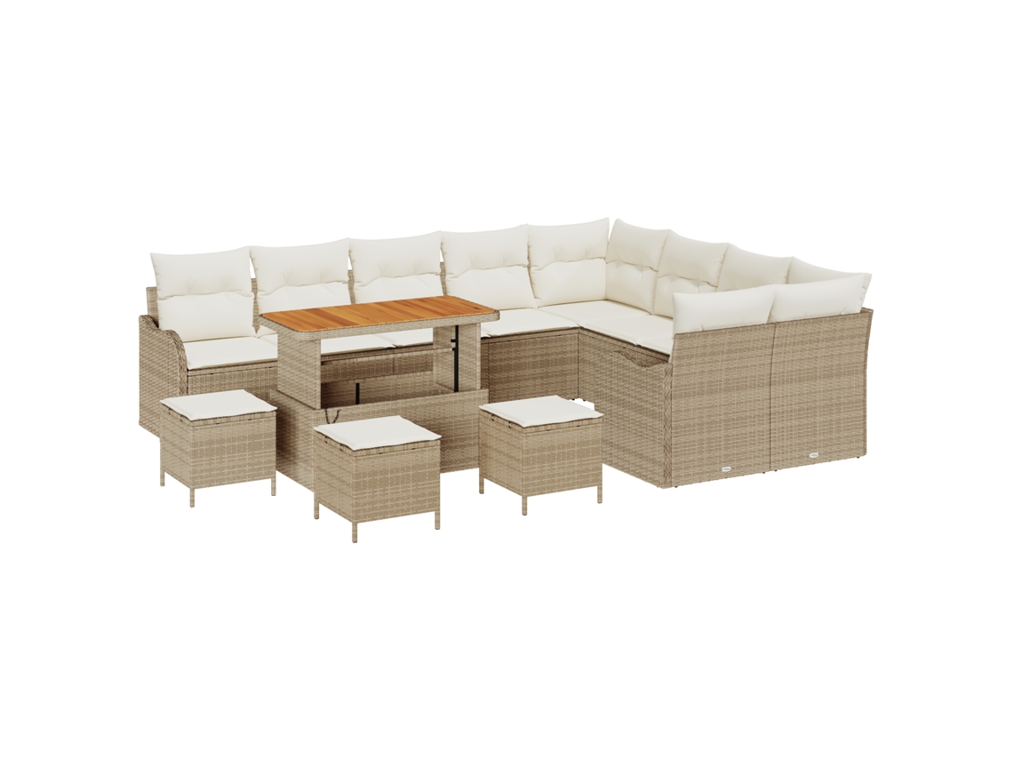 Conjunto 13 Conjunto De Sofá De Jardim Vidaxl Bege Vime Pe (287.5 X 234 X 85 Cm)