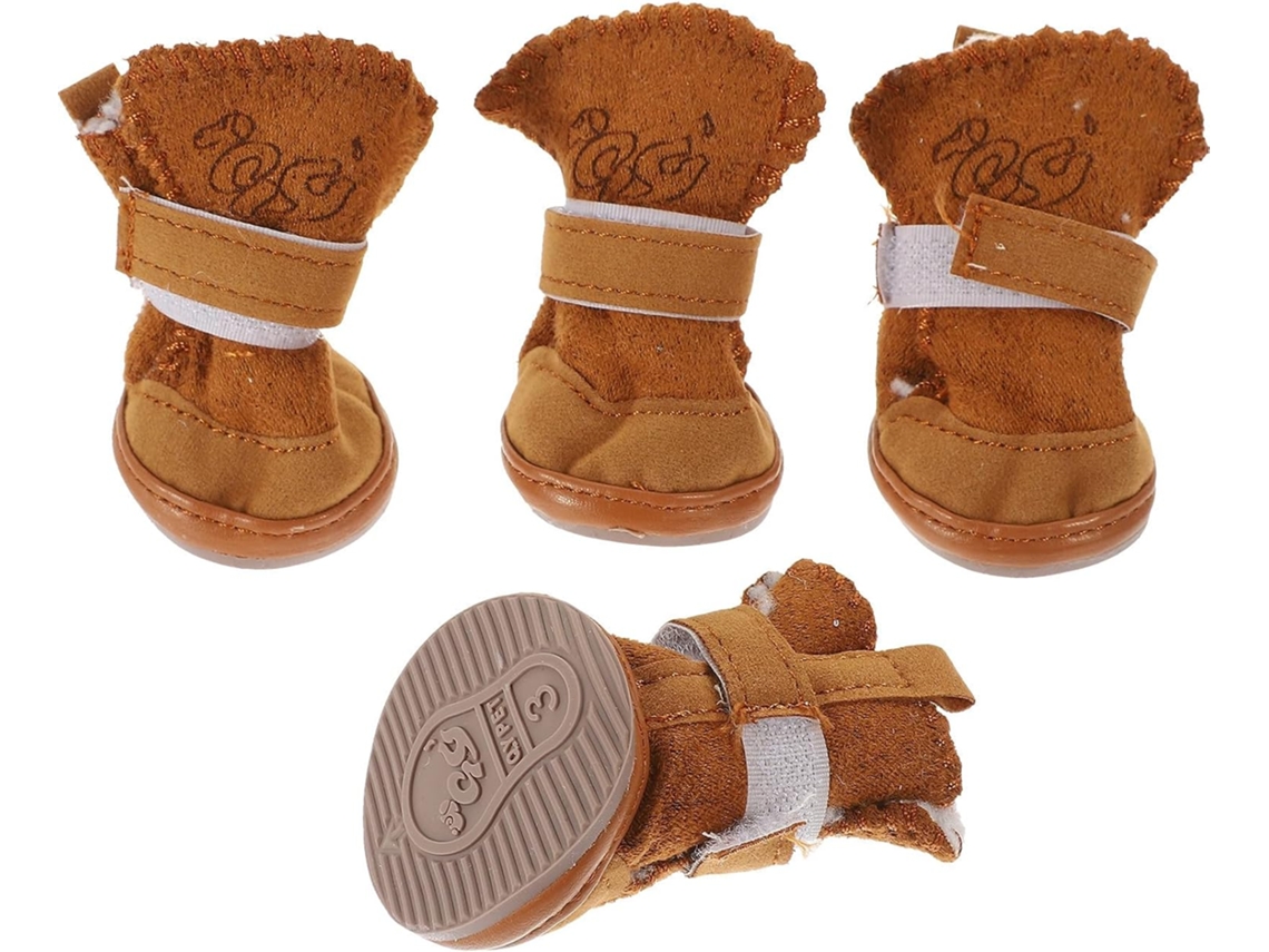 Conjunto De 4-botas Quentes Cães E Cachorros, Marrom, Tamanho 3