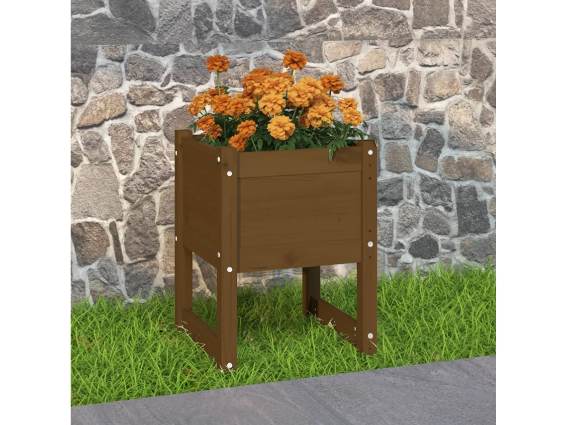 Vidaxl Vaso/floreira 40x40x52,5 Cm Pinho Maciço Castanho-mel