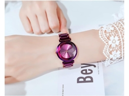 Lurelia Pulseira Para Relógio, Movimento De Quartzo, Analógico, Aço Inoxidável, Roxo