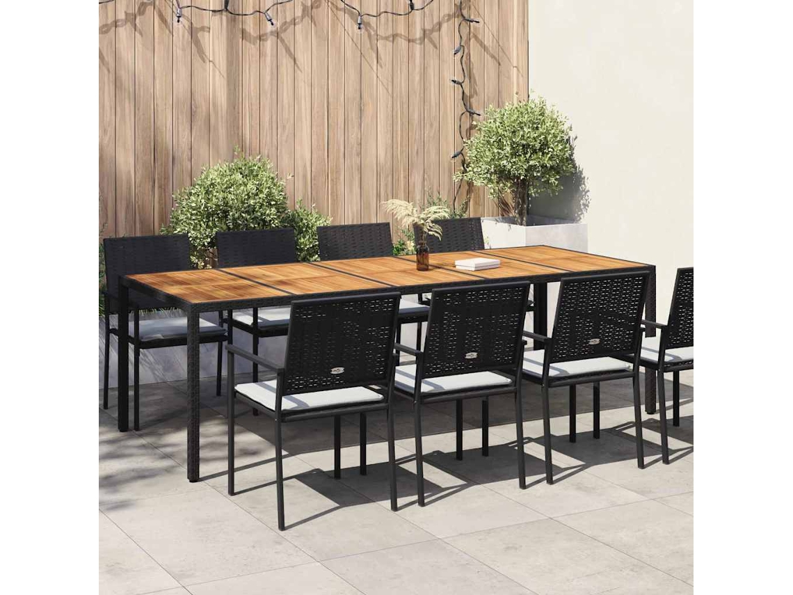 Vidaxl Mesa De Jardim Preto Vime Pe