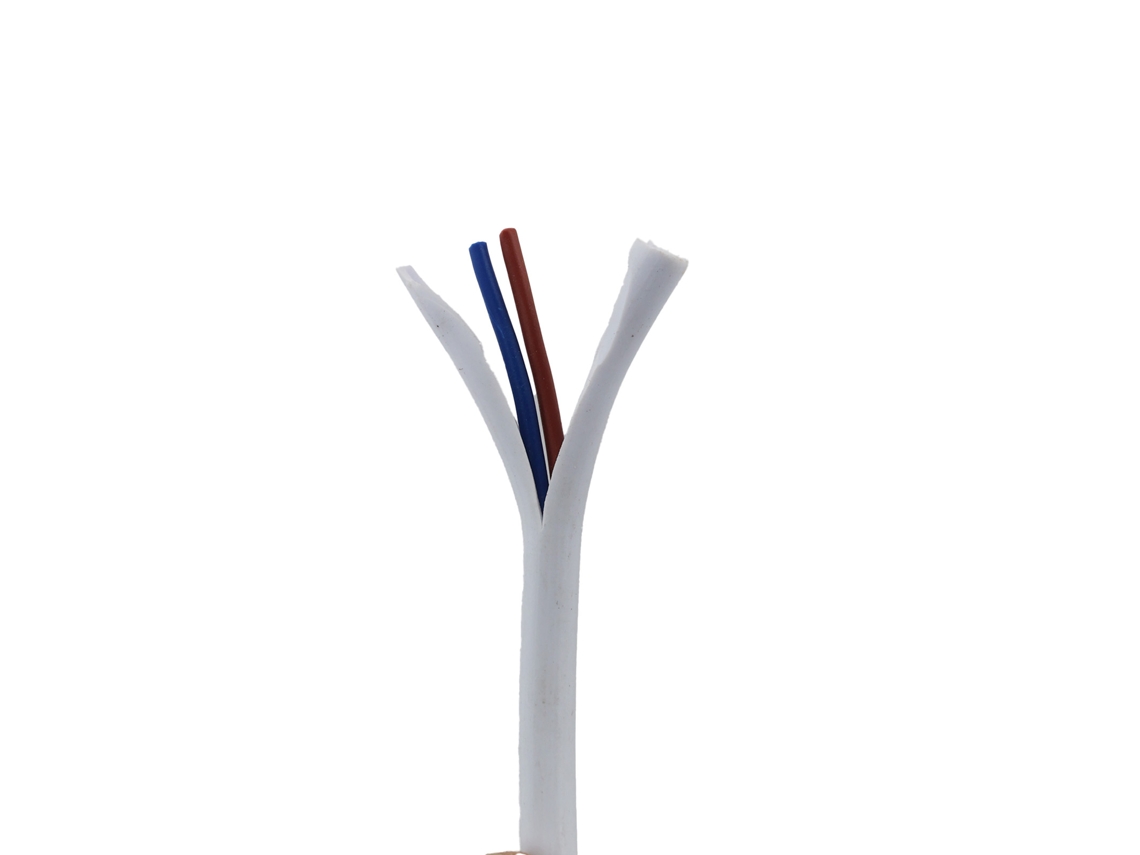 Cabo Elétrico Redondo Em Pvc Branco 2x0,75 Mm², 300/500v, Para Candeeiros, Vendido Ao Metro