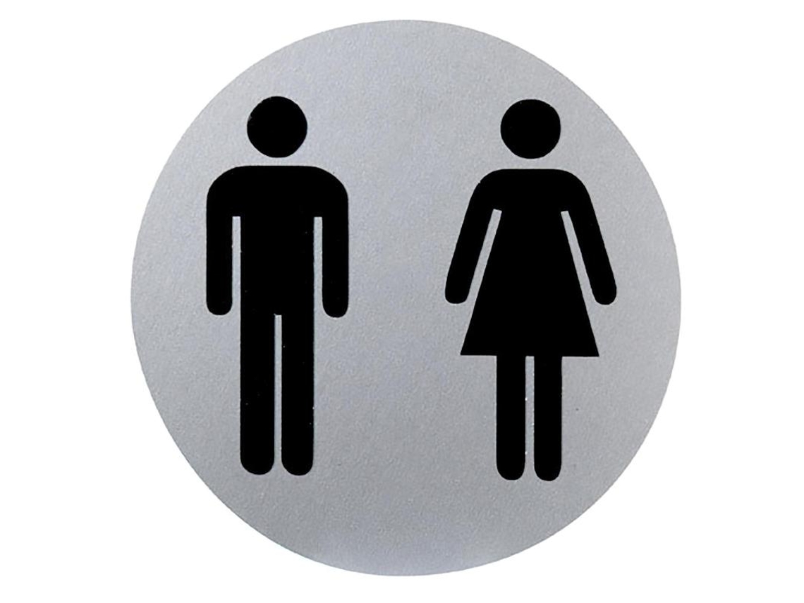 Cartel aluminio baño hombre/mujer ø12 cm.