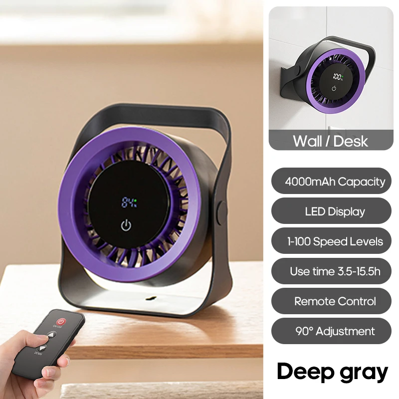 Ventilador de parede recarregável MDUG de 4000mah com controle remoto para uso externo