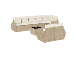 Conjunto de 9 Sofás para Jardim com Almofadões Vime Pe Bege MAISON EXCLUSIVE (90x200 cm)