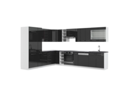 Cozinha de canto Fame-Line, 347 x 257 cm sem bancada, antracite brilhante/branco, Vicco