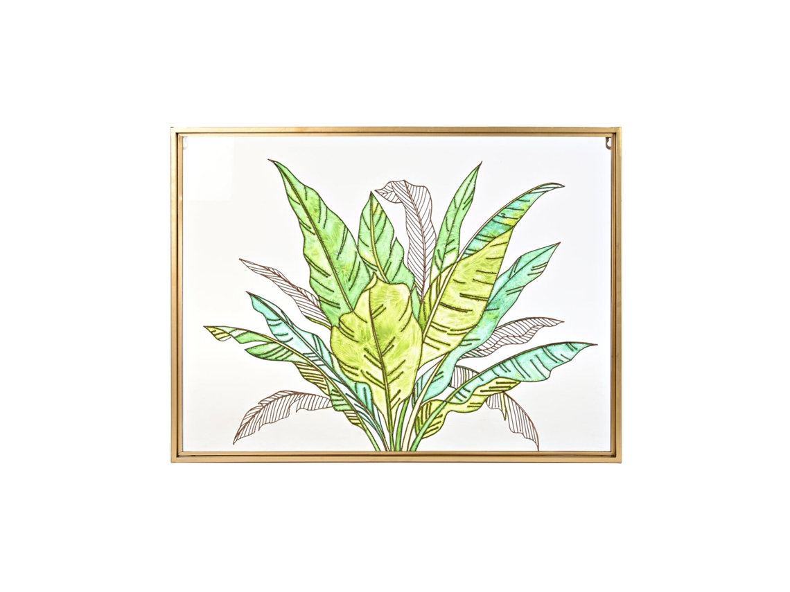 Decoração de Parede em Metal e Vidro com Folhas Verdes, 80x3x60cm ALEXANDRA HOUSE LIVING