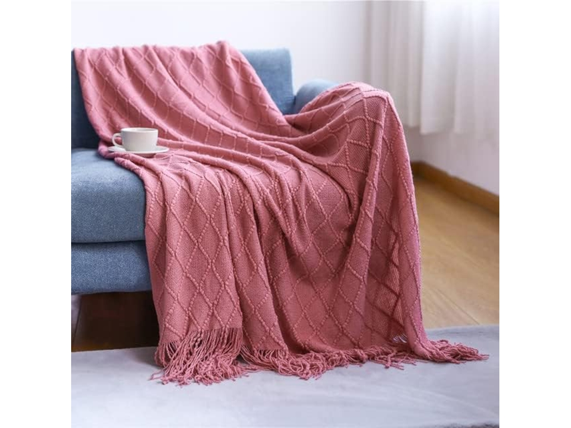 Mantas de Tricô Leves e Decorativas Quentes Confortáveis com Pompons Ideais para Sofá Cama, Macio, Quente, Ide