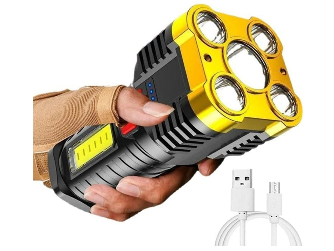 Tochas Led Super Brilhante Lanterna Luz Forte Recarregável Usb Refletor Led Lanterna Portátil Poderoso Holofote Amarelo BISBISOUS VIGA EUROPE
