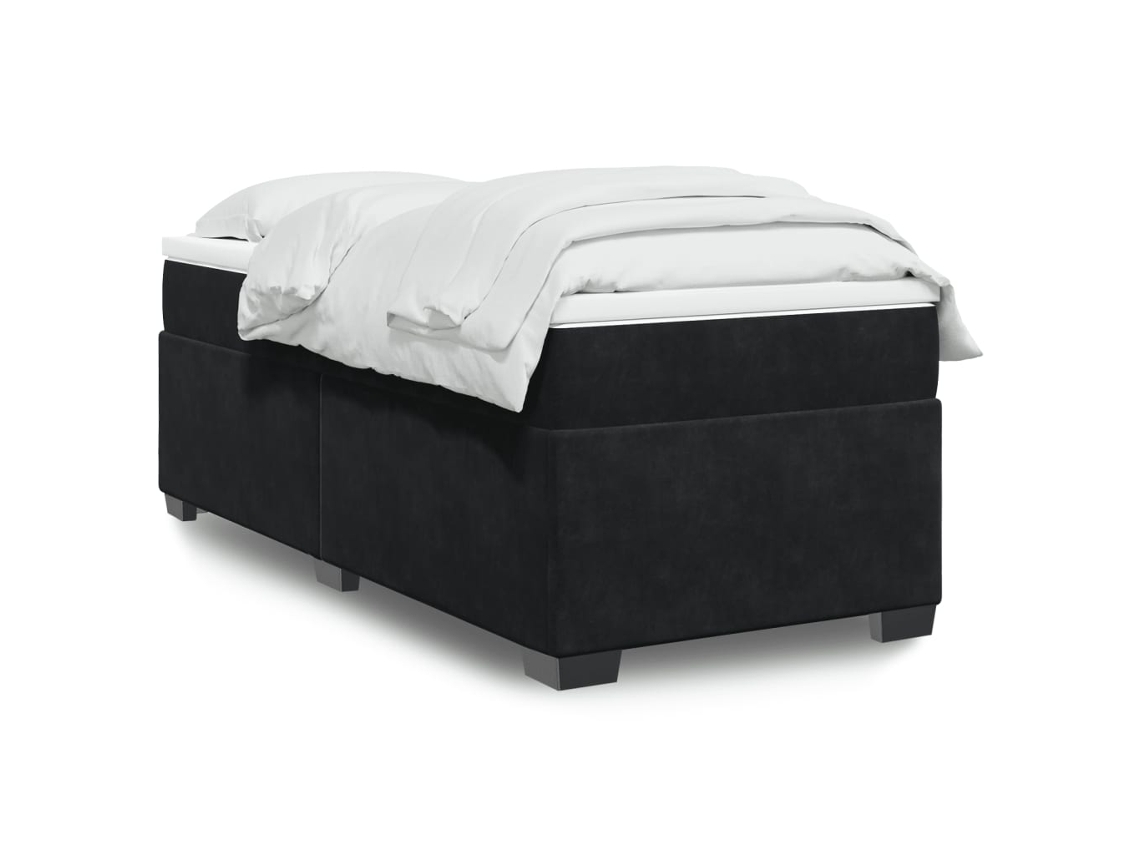 Cama Com Molas/colchão 90x200 Cm Veludo Preto