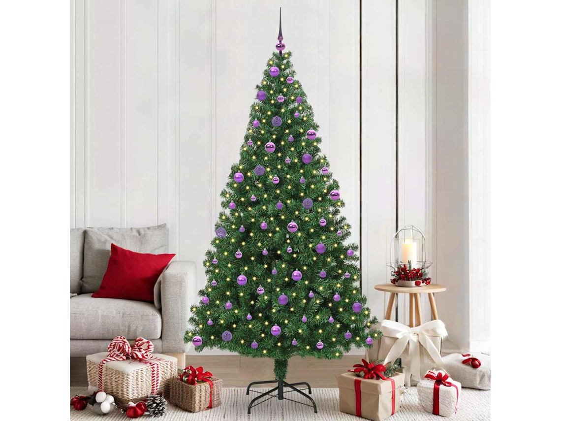 Vidaxl Árvore De Natal Artificial Verde 210 Cm Pvc, Aço E Plástico