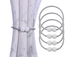 Conjunto De 4 Presilhas Magnéticas Para Cortinas, Fixadores Corda Ideal Decoração Janelas Em Casa E No Escritório Cinza Aquaforge
