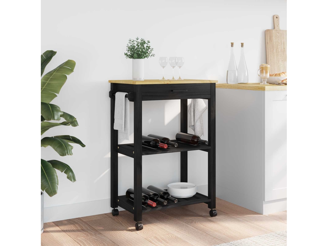 Vidaxl Carrinho De Cozinha Monza Preto 60 X 40 X 88,5 Cm