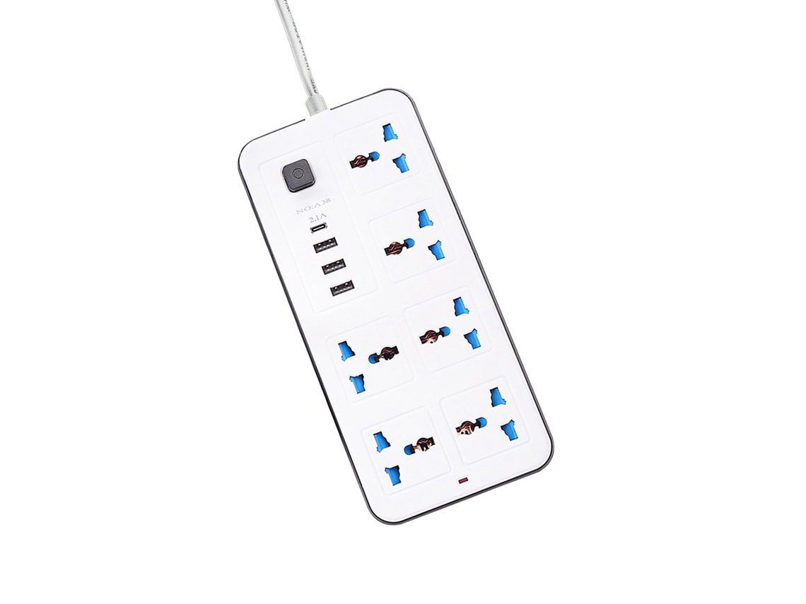 Laxiscreed Estação De Energia Multifuncional Com 6 Tomadas, Portas Usb E Type-c Para Casa Com Interruptor