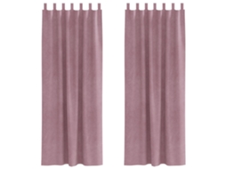 Conjunto 2 Cortinas Opacas Vidaxl Rosa Veludo (140 X 225 Cm)