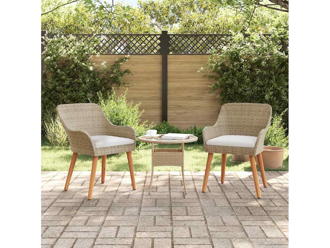 Vidaxl Cadeira De Jardim 2 Pcs Bege 62,5 X 55 X 82 Cm Vime Pe