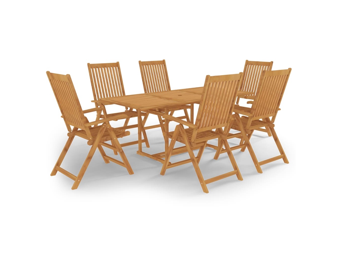 Pcs Conjunto De Jantar Para Jardim Madeira De Teca Maciça Dkd Home Decor