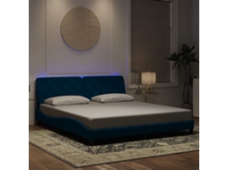 Vidaxl Estrutura De Cama Com Led Sem Colchão 180x200 Cm Veludo Azul