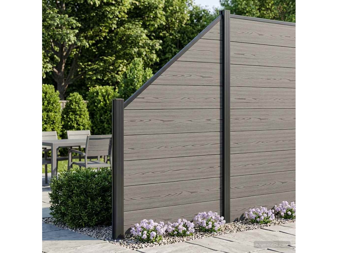 Vidaxl Conjunto De Cercas 95 X 180 Cm Wpc E Alumínio Cinzento