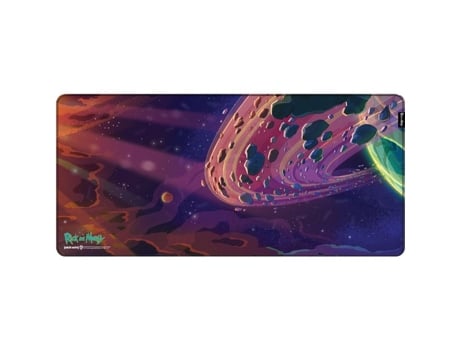 Mouse Pad Gamer Xl Rick And Morty Espaço Sideral Resistente À Água Bordas Costuradas 900x420mm