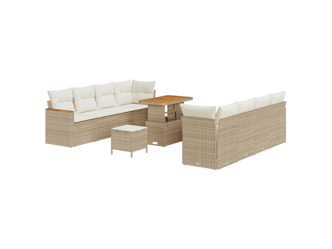 Maison Exclusive - Conjunto De Sofá De Jardim 11 Pcs Bege Vime Pe