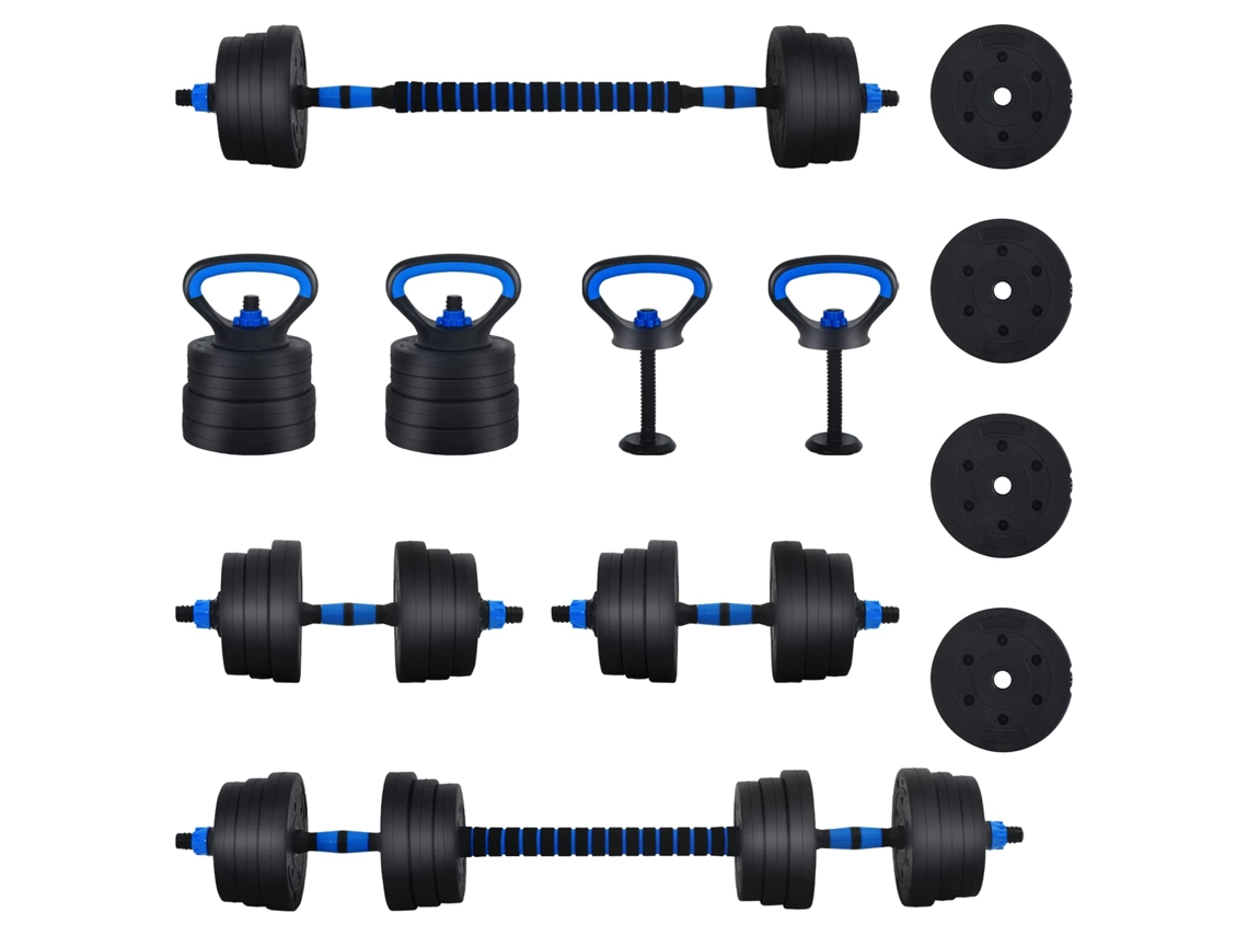 Conjunto 1 Halteres Ajustáveis Vidaxl Preto Pvc (121 X 19,5 X 19,5 Cm)
