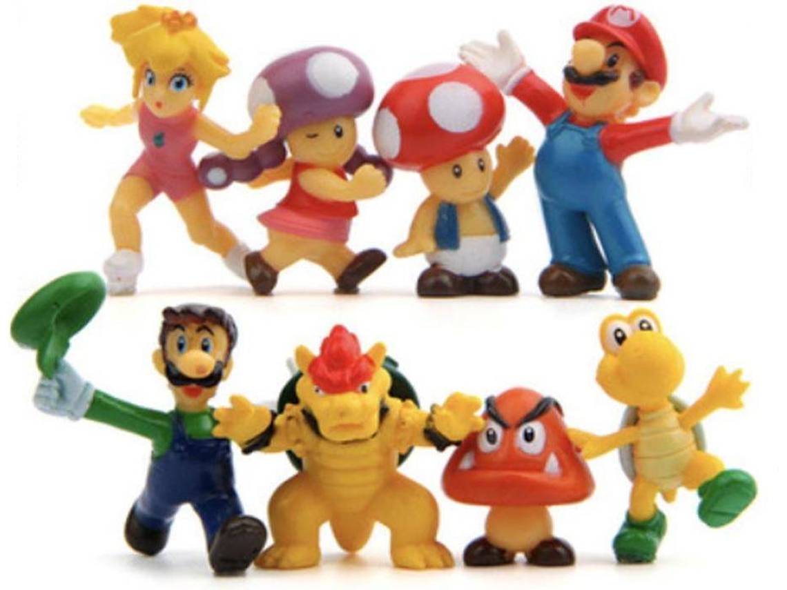 Conjunto de Figuras OEM Super Mario Yoshi Luigi (8 unidades - 3.8 - 5.3cm)