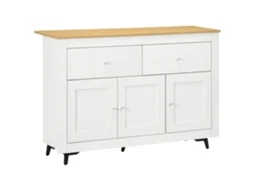 Aparador Melamina de Madeira Cor Branco e Madeira 117x35x80 cm Homcom