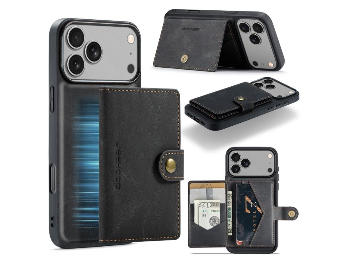 Capa Para Iphone 17 Pro Jeehood Retro Com Carteira Magnética Removível
