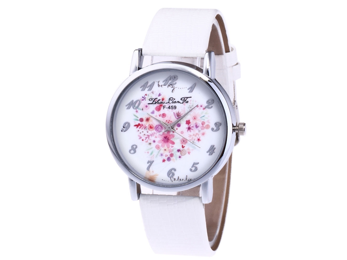 Relógio de Pulso Feminino Elegante de Quartzo com Mostrador Redondo Branco