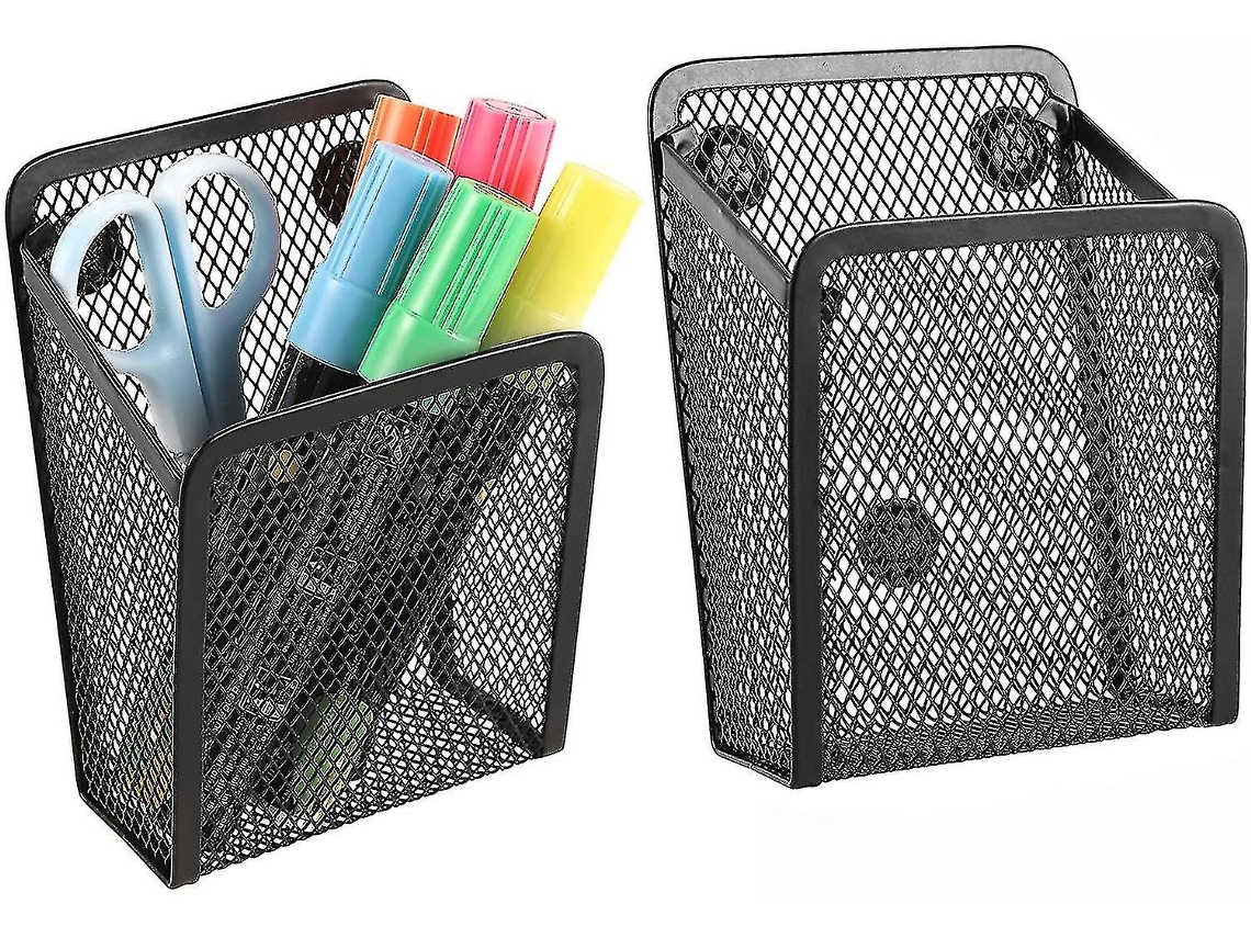Porta Lápices Magnético de Acero Inoxidable Con 2 Compartimentos, Organizador de Utensilios de Escritura para Pizarra, Cocina Y Oficina Retângulo