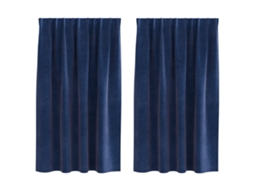 Conjunto 2 Cortinas Opacas Vidaxl Azul Veludo (140 X 140 Cm)