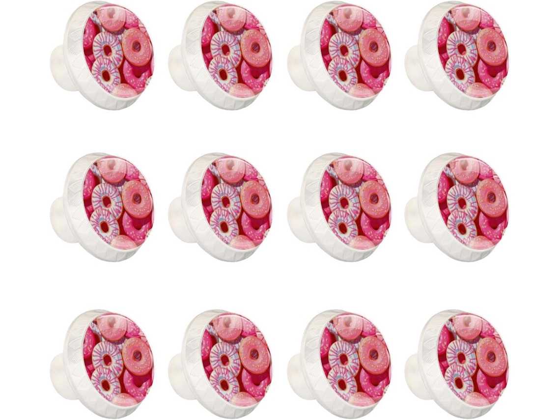 Puxadores E Botões Redondos Para Gavetas Armários, Conjunto De 12 Peças, Com Desenhos De Donuts Coloridos, Ideais Para