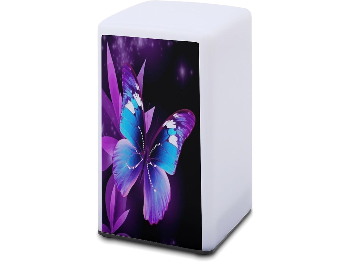 Luminária De Mesa A Bateria Com Estampa Borboletas Azuis E Roxas, Ideal Para Leitura No Escritório Ou Quarto, Protege Os