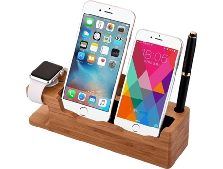 Carregador Multifuncional Doca Carga Carregamento Dock Iphoneapple Iwtach TRANTECH Bambu